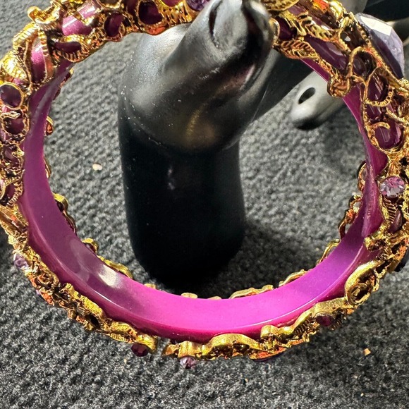 Womens Multicolor Amethyst Stone Round Shape Traditional Bangle - Picture 8 of 12